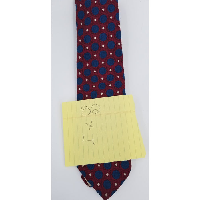 Qiana Vintage Nylon Mens Necktie Red White Blue 52" wide bottom geometric