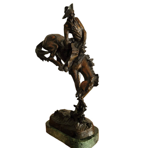 Frederic Remington OUTLAW Bronze Statue Horse Cowboy Green Marble Numbered heavy