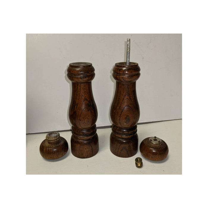 Vintage Japanese MCM Salt and Pepper Wooden Grinders Functional Kitchen Supplies