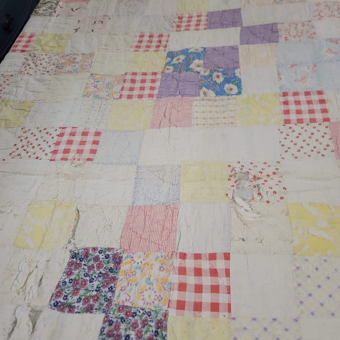 Vintage Handmade Quilt Full or Twin Bedspread Blanket Farmhouse Cabin