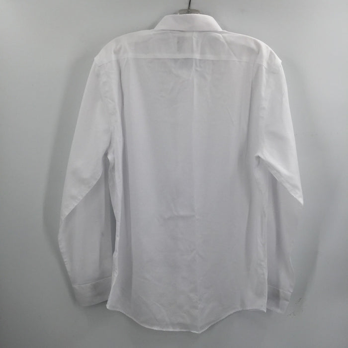 NORDSTROM 16.5" MEN'S SHOP Trim Fit Non-iron Dress Shirt White Triangle Dobby