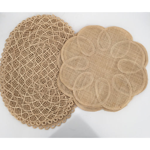 Vintage SET of 4  Raffia Straw Wicker Placemat Home Decor Round Earthtone