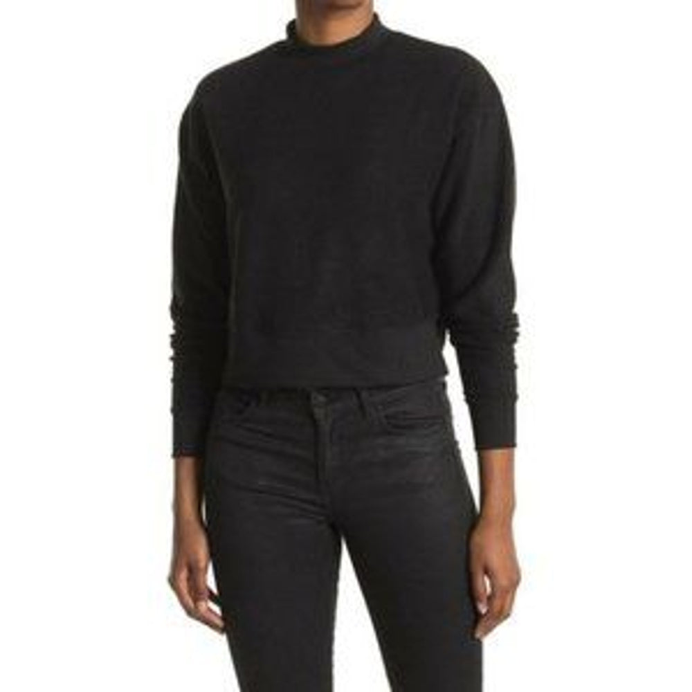 Abound NWT Crop Fleece Mock Neck Sweatshirt Black Women's Size Small