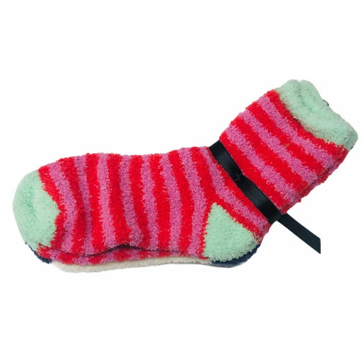 Free Press Striped Crew Fuzzy Socks 2/Pack CHERRIES STRIPES 1 size NEW GIFT warm