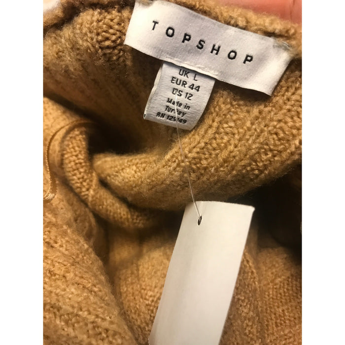 Topshop NWT Women's Camel Brown Oversized Cardigan with Pockets