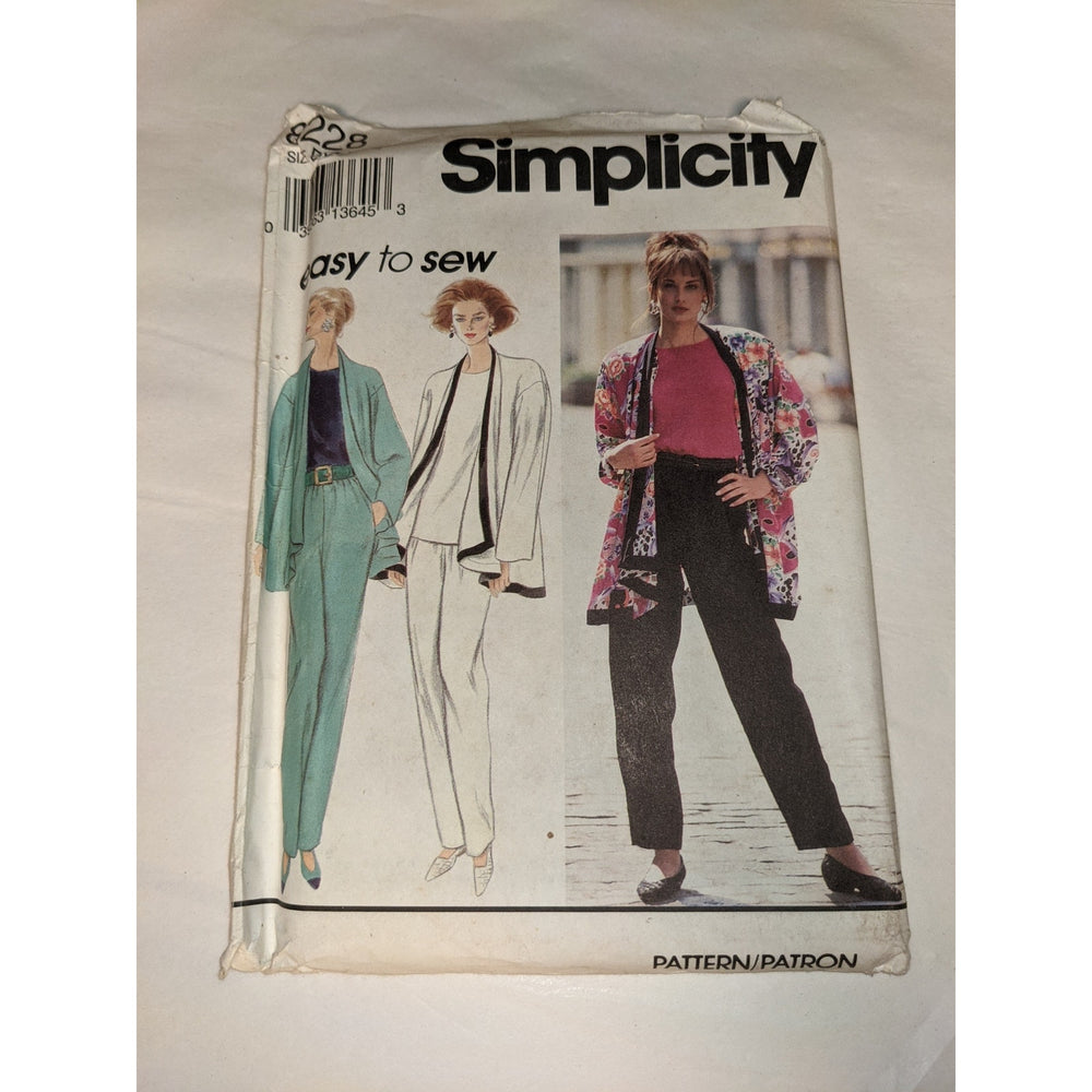 Vintage Pattern Sewing Crafts Simplicity 8228 1990s Size BB Large and XL