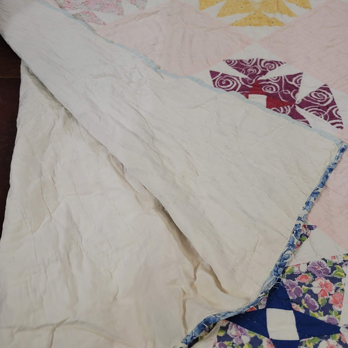 Vintage Handmade Quilt Full QUEEN Twin Bedspread Blanket Farmhouse Cabin 60"X80"