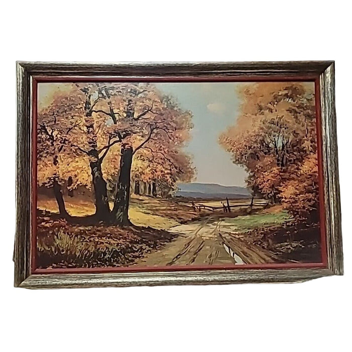 FRAMED Large 40x28 Signed Robert Wood Painting Edge of Forest Reproduction PRINT