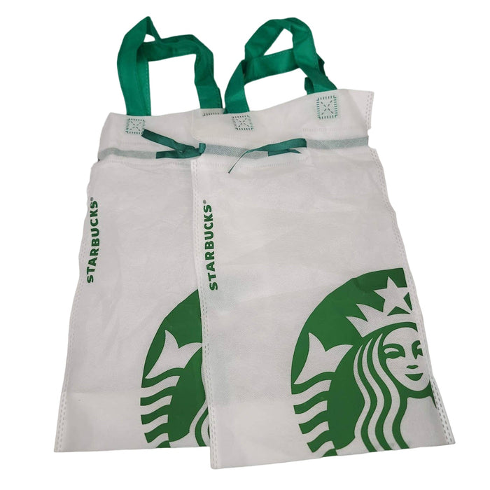 STARBUCKS bags lot of 2 green white Pair advertising NEW winebag tumbler tote