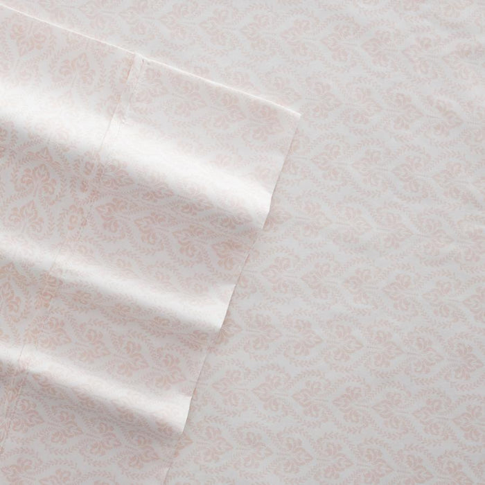 iEnjoy Home Patterned Queen Full Size Bed Sheet Set White and Pink Classic