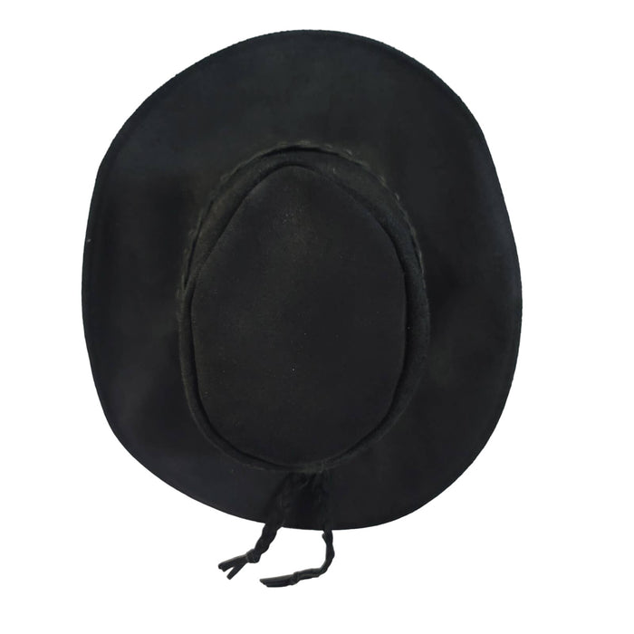 Western Aussie Style Black Suede Bush Leather Hat LARGE Vintage