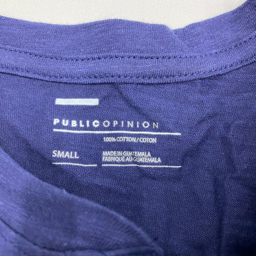 Public Opinion Men's T-Shirt Short Sleeve Henley 100% Cotton Small Navy NWT