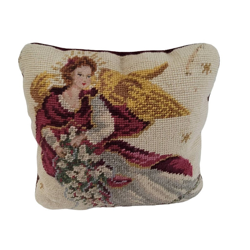 Vintage Angel Red velvet Tapestry needlepoint 9x9 pillow cross stitch small