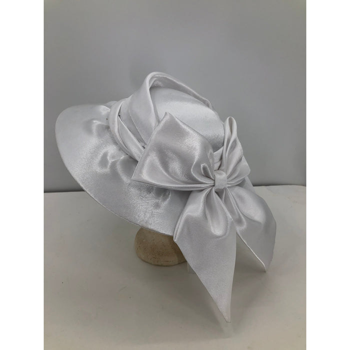 August Hats Draped Satin Hatinator White 1 size Easter Church Wide Brim Headband