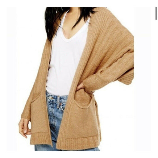 Topshop NWT Women's Camel Brown Oversized Cardigan with Pockets