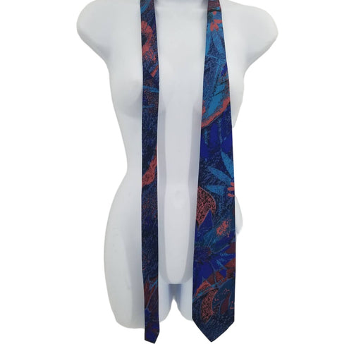 Dino Orsini Vintage Mens Necktie XL 66" Abstract Flowers Blue Purple HAWAIIAN