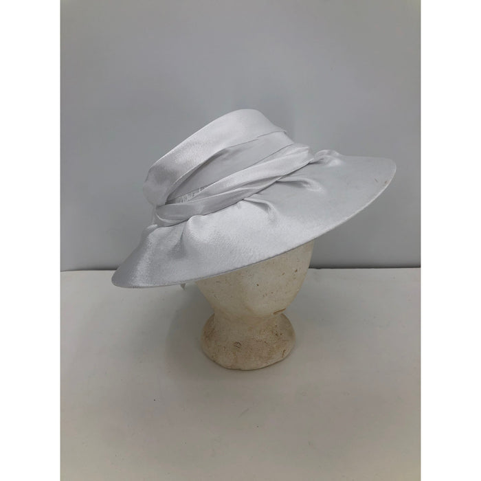 August Hats Draped Satin Hatinator White 1 size Easter Church Wide Brim Headband