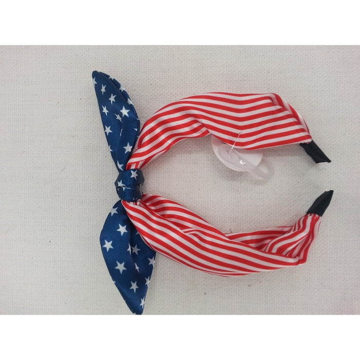 Lot of 3 Fourth of July Patriotic Red White Blue Headband Hair Tie NEW 4th Bows