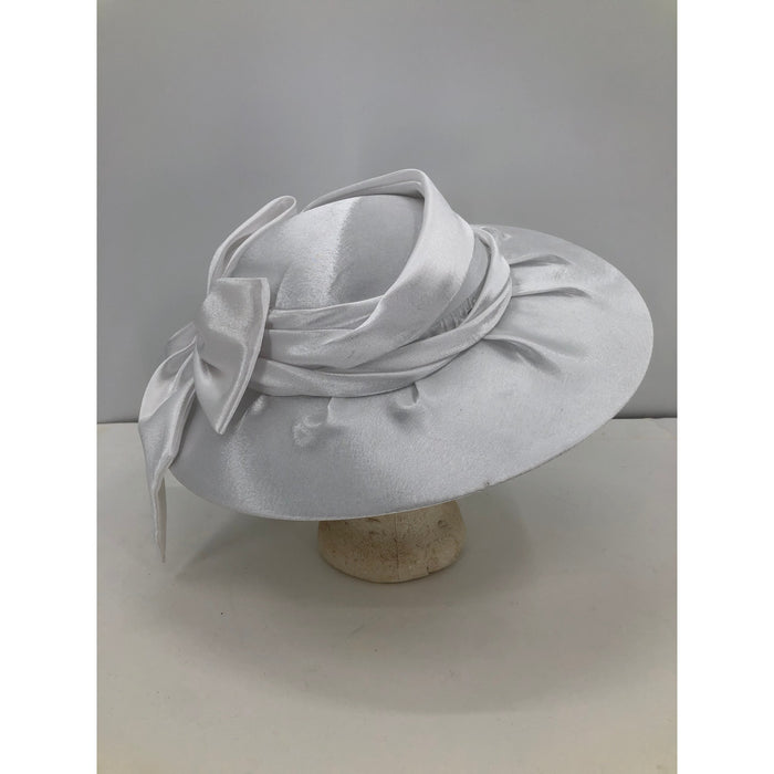 August Hats Draped Satin Hatinator White 1 size Easter Church Wide Brim Headband