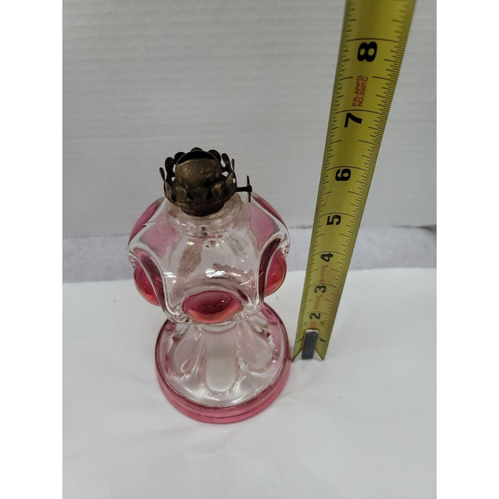 Vintage Glass Kings Crown Cranberry Ruby Flash Oil Kerosene Lamp NO GLOBE