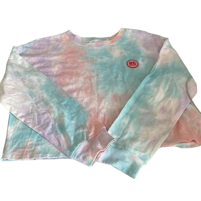 All In Favor Women's T-Shirt XL Purple Peach NEW Tie Dye sweatshirt Crop Crew