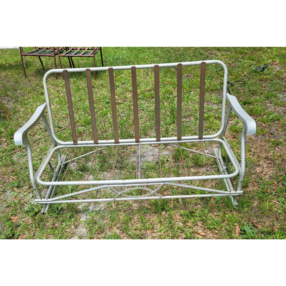 SECONDHAND SANDIES: Vintage 4' Aluminum slider Glider 1950s Patio Outdoor Furniture NO Cushions