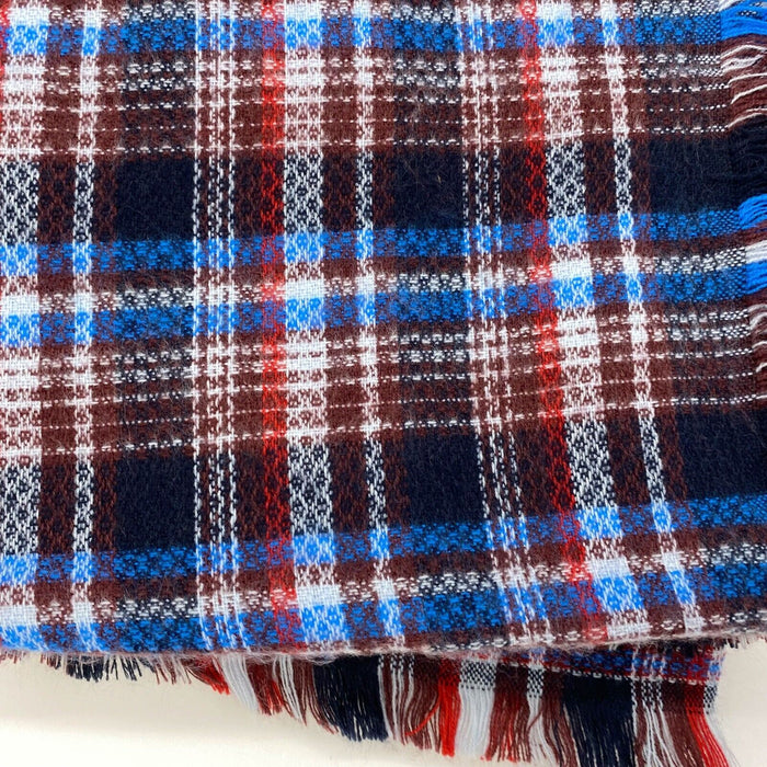 Treasure & Bond Oversized Woven Wrap Shawl Scarf Eyelash Fringe Plaid NWT