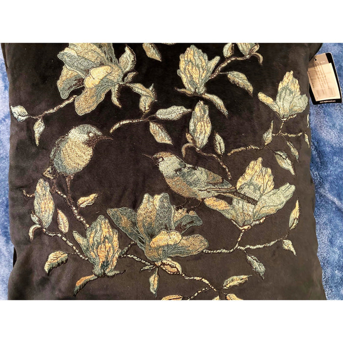 Eight Mood Sweden Calibri Embroidered Floral Throw Pillow 18"x18" in Black NWT