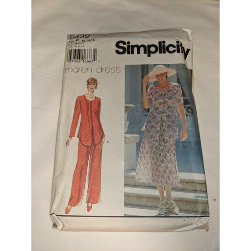 Vintage Pattern Sewing Crafts Simplicity 9439 90s Size P 12/14/16 Pant Suit