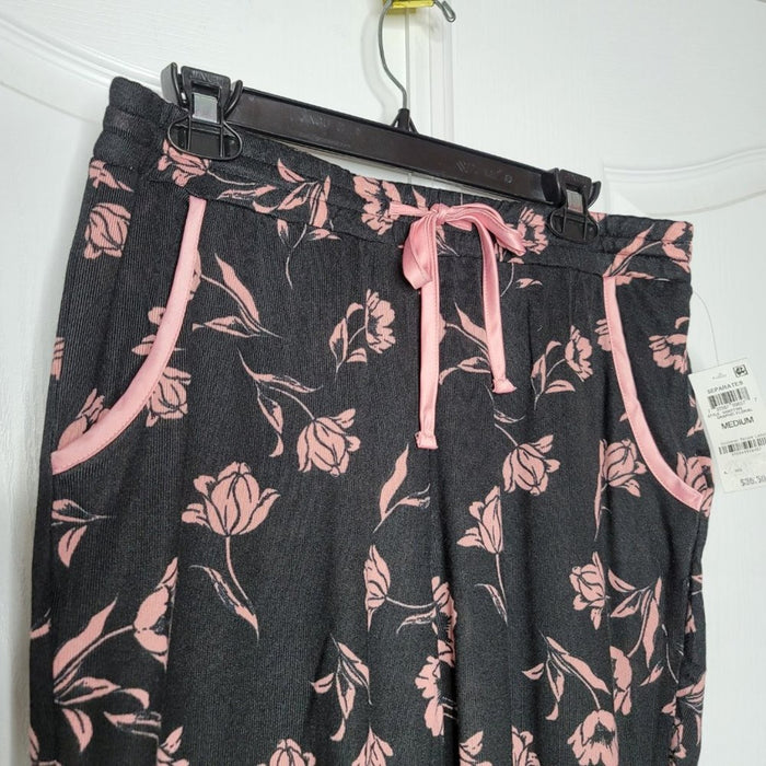 Charter Club XL BOTTOMS Pajama Pants PJs Drawstring Waist cozy rose AND BLACK