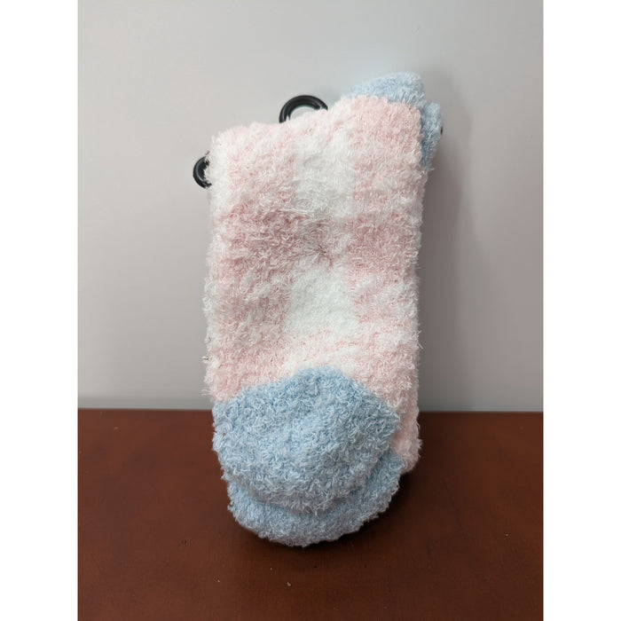 BP Cozy Socks Shoe Size 6-10.5 Fuzzy Pink Blue White