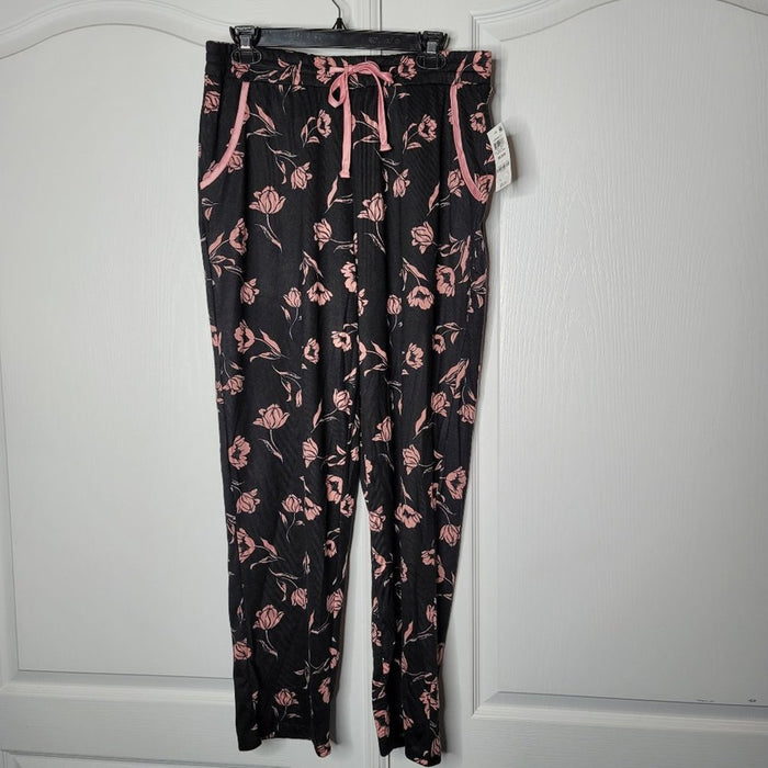 Charter Club XS BOTTOMS Pajama Pants PJs Drawstring Waist cozy rose AND BLACK