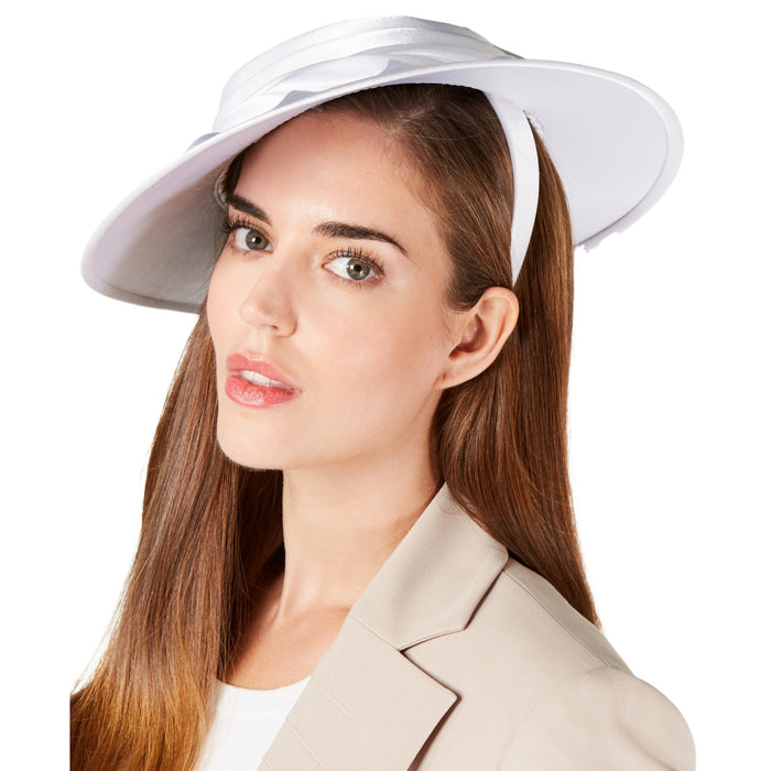 August Hats Draped Satin Hatinator White 1 size Easter Church Wide Brim Headband