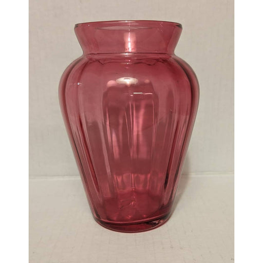 Vintage Cranberry Pink Vase Depression Glass Centerpiece Home Decor Ribbed