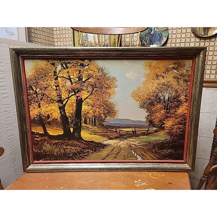 FRAMED Large 40x28 Signed Robert Wood Painting Edge of Forest Reproduction PRINT